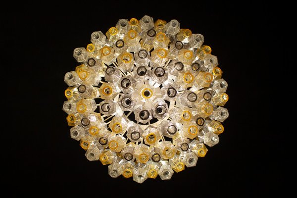 Mid-Century Grey and Amber Poliedri Chandelier, 1960s-MBH-1252442