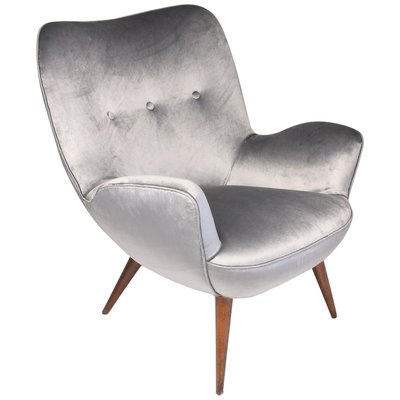 Mid-Century Grey Velvet Armchair by Franco Buzzi, 1940s-GXL-762522