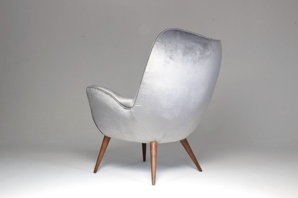 Mid-Century Grey Velvet Armchair by Franco Buzzi, 1940s-GXL-762522