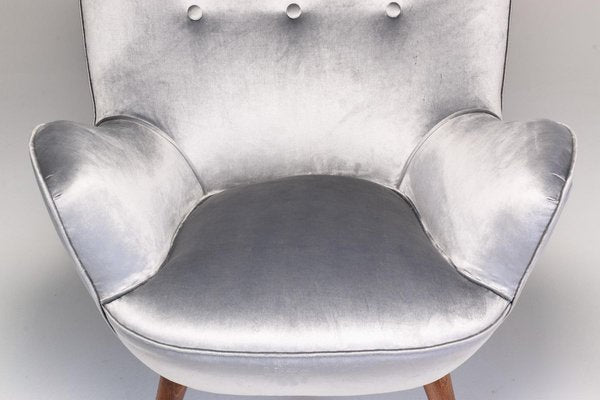 Mid-Century Grey Velvet Armchair by Franco Buzzi, 1940s-GXL-762522