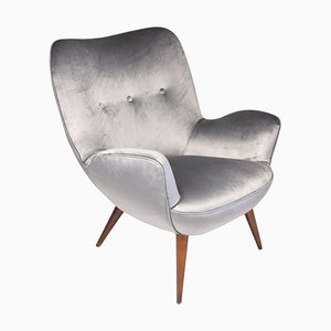 Mid-Century Grey Velvet Armchair by Franco Buzzi, 1940s-GXL-762522