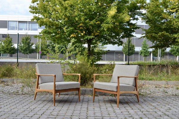 Mid-Century Grey Wool Easy Chair from Wilhelm Knoll Antimott, 1960s, Set of 2-UF-1373149