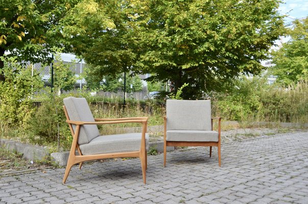 Mid-Century Grey Wool Easy Chair from Wilhelm Knoll Antimott, 1960s, Set of 2-UF-1373149