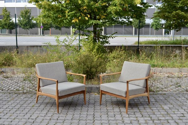 Mid-Century Grey Wool Easy Chair from Wilhelm Knoll Antimott, 1960s, Set of 2-UF-1373149