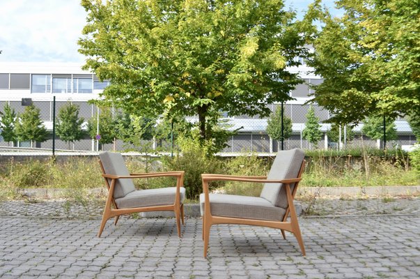 Mid-Century Grey Wool Easy Chair from Wilhelm Knoll Antimott, 1960s, Set of 2-UF-1373149