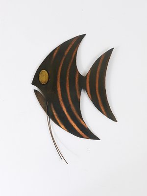 Mid-Century Hammered Copper Angel Fish Wall Plaque, Austria, 1950s-MWV-1704995