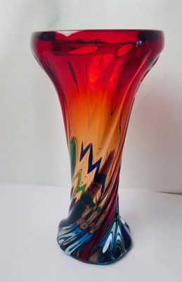 Mid-Century Handcrafted Sommerso Murano Glass Vase from Fratelli Toso, 1970s-TKI-953838