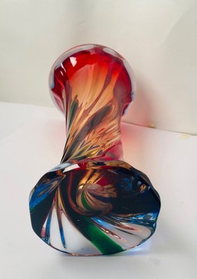 Mid-Century Handcrafted Sommerso Murano Glass Vase from Fratelli Toso, 1970s-TKI-953838