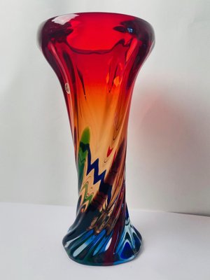 Mid-Century Handcrafted Sommerso Murano Glass Vase from Fratelli Toso, 1970s-TKI-953838