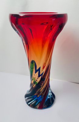 Mid-Century Handcrafted Sommerso Murano Glass Vase from Fratelli Toso, 1970s-TKI-953838