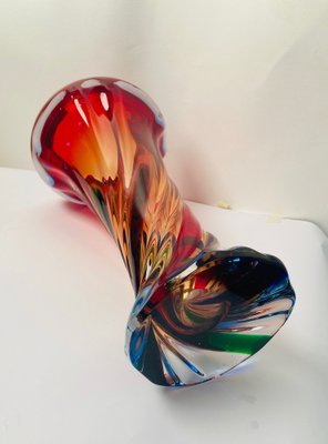 Mid-Century Handcrafted Sommerso Murano Glass Vase from Fratelli Toso, 1970s-TKI-953838