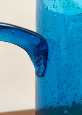 Mid-Century Handmade Blue Glass Jug, 1960s-UAH-1313010