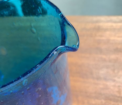 Mid-Century Handmade Blue Glass Jug, 1960s-UAH-1313010