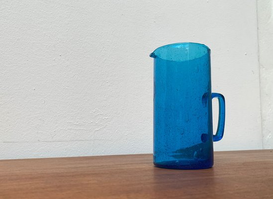 Mid-Century Handmade Blue Glass Jug, 1960s-UAH-1313010