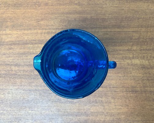 Mid-Century Handmade Blue Glass Jug, 1960s-UAH-1313010