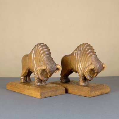 Mid-Century Handmade Bull Bookends, Set of 2-YGX-739392