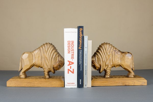 Mid-Century Handmade Bull Bookends, Set of 2-YGX-739392