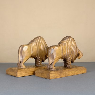 Mid-Century Handmade Bull Bookends, Set of 2-YGX-739392