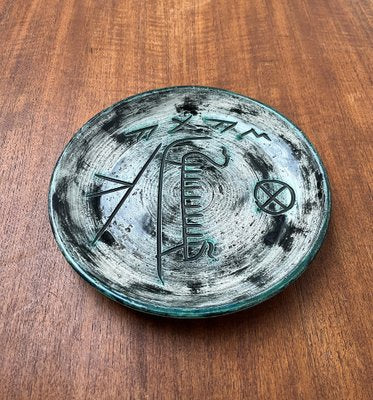 Mid-Century Handmade Ceramic Wall Plate with Viking Designs from Arol, Norway, 1960s-UAH-1743518