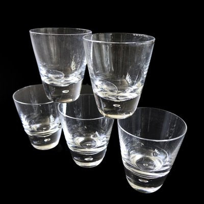 Mid-Century Handmade Crystal Footed Water Glasses, Sweden, Set of 5-JKV-1799365