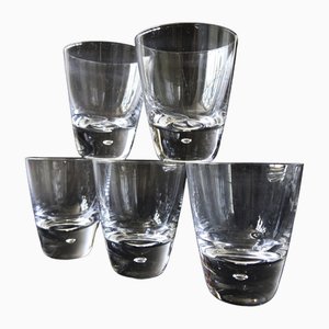 Mid-Century Handmade Crystal Footed Water Glasses, Sweden, Set of 5-JKV-1799365