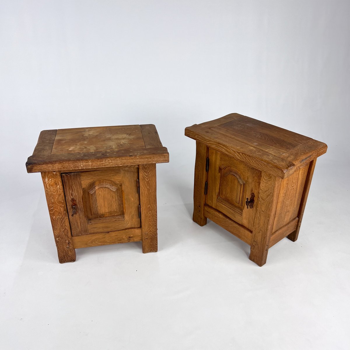 Mid-Century Handmade Oakwood Nightstands, 1950s, Set of 2