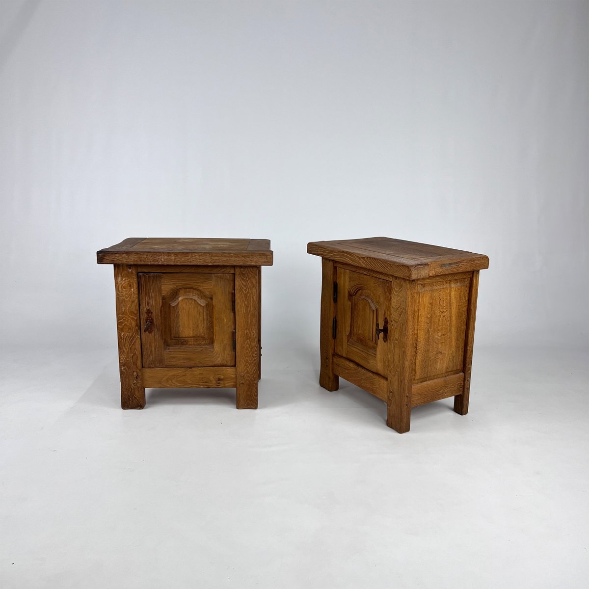 Mid-Century Handmade Oakwood Nightstands, 1950s, Set of 2