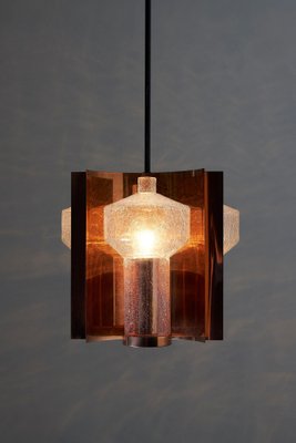 Mid-Century Hanging Light in Brass with 3 Textured Glass Sconces, 1960-POG-1758565