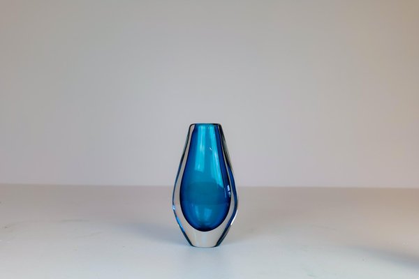 Mid-Century Heavy Crystal Clear Blue Vases by Sven Palmqvist for Orrefors, Set of 2-UYK-975408