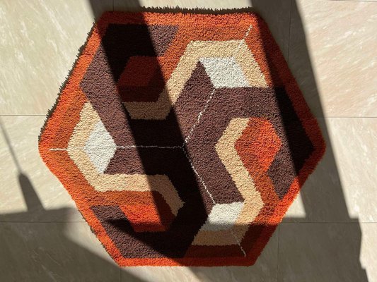 Mid-Century Hexagon Rug, Denmark, 1960s-TZ-1362421