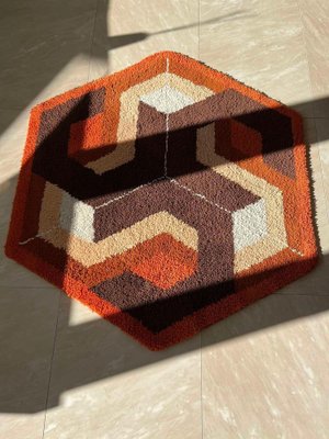 Mid-Century Hexagon Rug, Denmark, 1960s-TZ-1362421