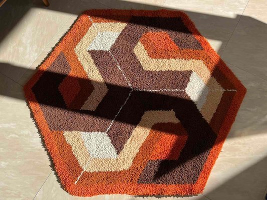 Mid-Century Hexagon Rug, Denmark, 1960s-TZ-1362421