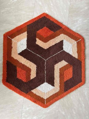 Mid-Century Hexagon Rug, Denmark, 1960s-TZ-1362421