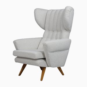 Mid-Century High Back Lounge Chair in Bouclé Fabric, 1950s-TRW-1797074