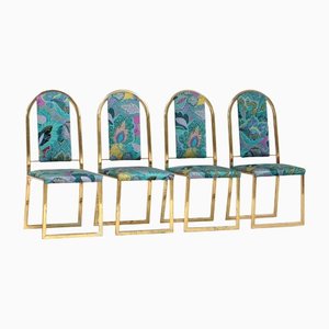 Mid-Century Hollywood Regency Dining Chairs with Brass Frame, Set of 4-UBE-1453091