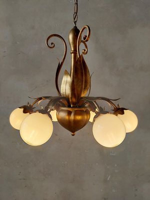 Mid-Century Hollywood Regency French Gold Patinated Lamps with Leaves, 1960s, Set of 2-TDA-1755061