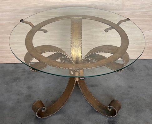 Mid-Century Hollywood Regency Gilt French Iron Cocktail Table, 1920s-PSK-2017240