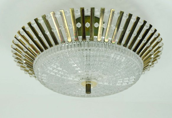 Mid-Century Hollywood Regency Style Ceiling Lamp in Brass & Glass with Acrylic Glass Beads by Christoph Palme for Palwa, 1960s-FH-1166532