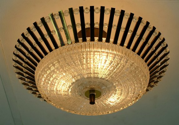 Mid-Century Hollywood Regency Style Ceiling Lamp in Brass & Glass with Acrylic Glass Beads by Christoph Palme for Palwa, 1960s-FH-1166532