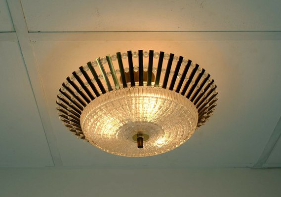 Mid-Century Hollywood Regency Style Ceiling Lamp in Brass & Glass with Acrylic Glass Beads by Christoph Palme for Palwa, 1960s-FH-1166532