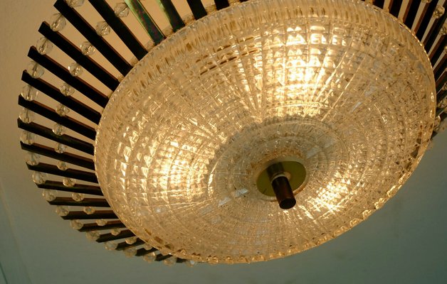 Mid-Century Hollywood Regency Style Ceiling Lamp in Brass & Glass with Acrylic Glass Beads by Christoph Palme for Palwa, 1960s-FH-1166532