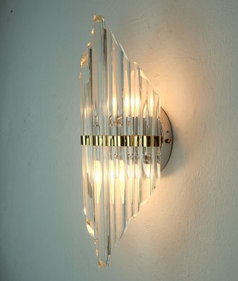 Mid-Century Hollywood Regency Style Metal Wall Sconce with Glass Rods-FH-1811794