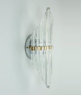 Mid-Century Hollywood Regency Style Metal Wall Sconce with Glass Rods-FH-1811794