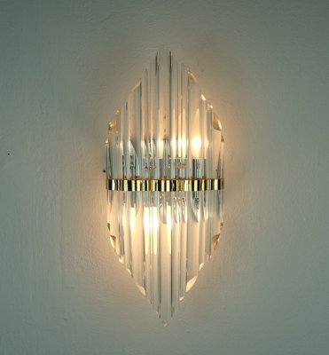 Mid-Century Hollywood Regency Style Metal Wall Sconce with Glass Rods-FH-1811794