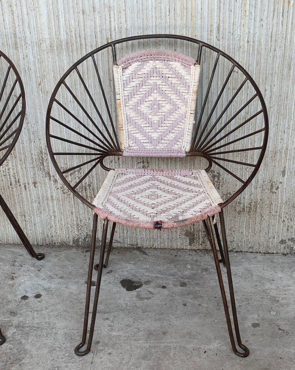 Mid-Century Hoop Chairs with Caned Seats and Backs, Set of 2