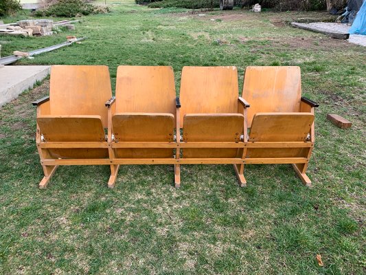 Mid-Century Hungarian Four-Seater Cinema Bench, 1950s-OXJ-1330862