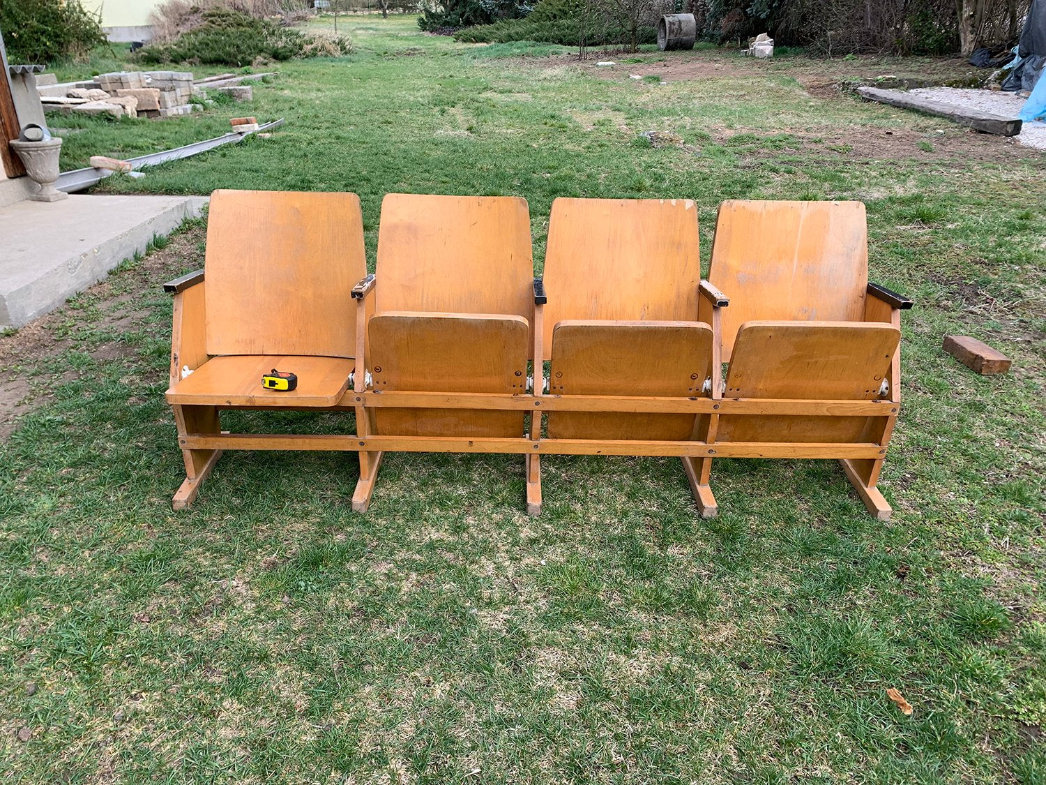 Mid-Century Hungarian Four-Seater Cinema Bench, 1950s