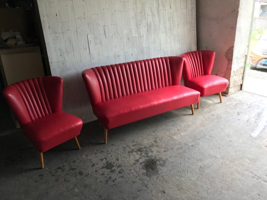 Mid-Century Hungarian Vinyl Living Room Set, 1960s, Set of 3-OXJ-727768