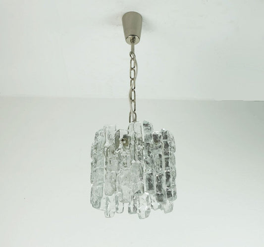 Mid-Century Ice Glass Pendant Light by J. T. Kalmar for Kalmar Franken KG, 1970s