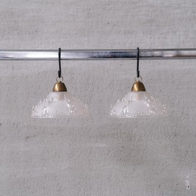 Mid-Century Ice Glass Pendant Lights, Set of 2-JRP-1757937